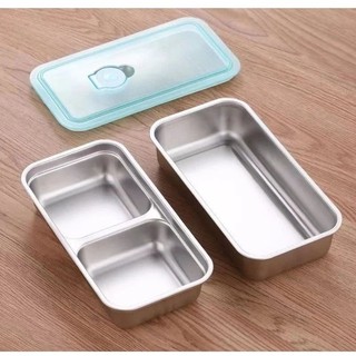 khay inox và nắp cho hộp cơm văn phòng cắm điện
