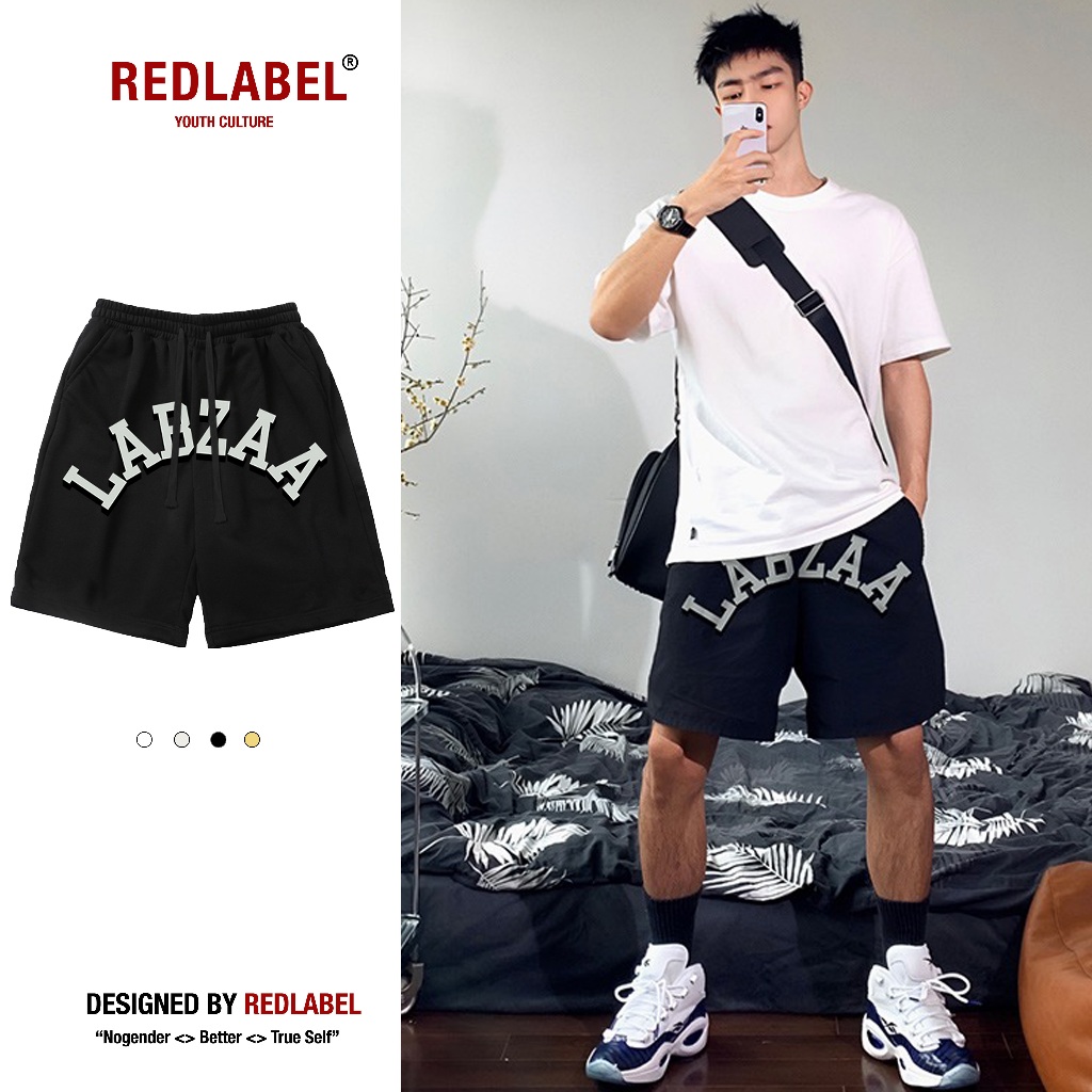 Quần Đùi Short REDLABEL "LABZAA" Short Cá Tính Cao Cấp Thun Nỉ Dày Dặn Có Túi Kết Hợp Dây Rút Unisex