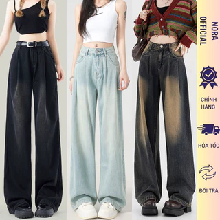 Quần jean nữ ống rộng cạp cao Avocado, quần bò ống suông form rộng S-M-L-XL
