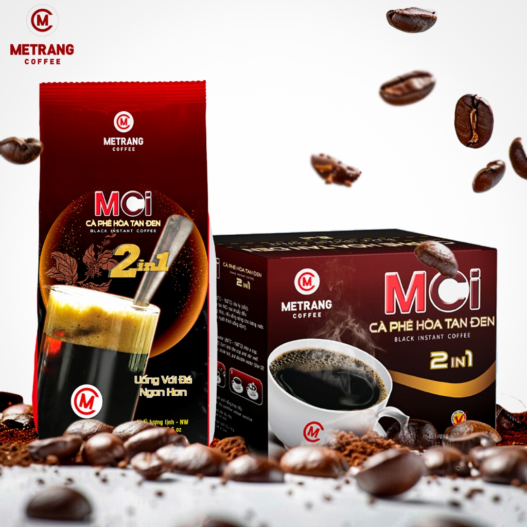 Ảnh Cà phê đen, cà phê đen hòa tan 2in1 - Mê Trang, hộp 15 gói và túi 500g 2