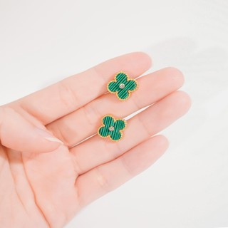 Khuyên tai nữ LAMY Four Leaf Clover Mother of Pearl Stone Earrings Gold 3282
