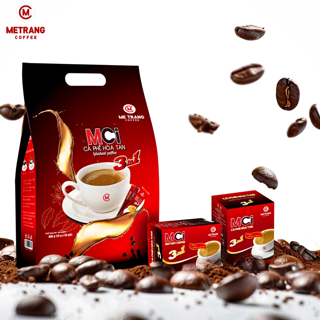 Ảnh Cà phê sữa hòa tan, cà phê 3in1 - Mê Trang, Túi và hộp cà phê bột 2