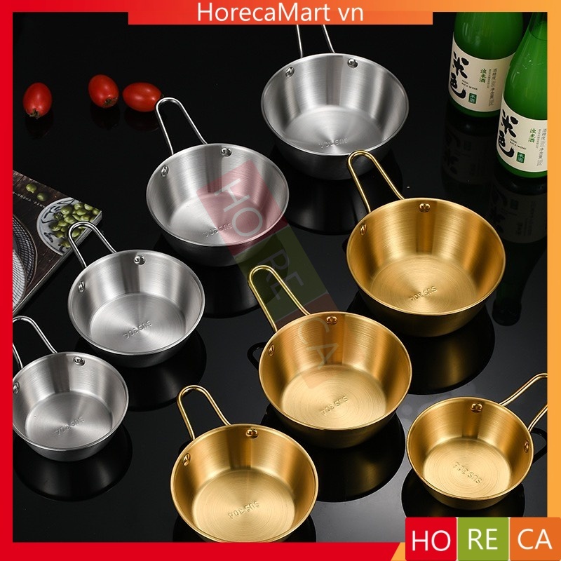 Chén rót sốt inox mạ vàng, kiểu hàn quốc, có tay cầm (nhiều kích thước ...