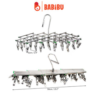Móc chùm inox 35 kẹp không gỉ, siêu bền, móc phơi đồ cho bé