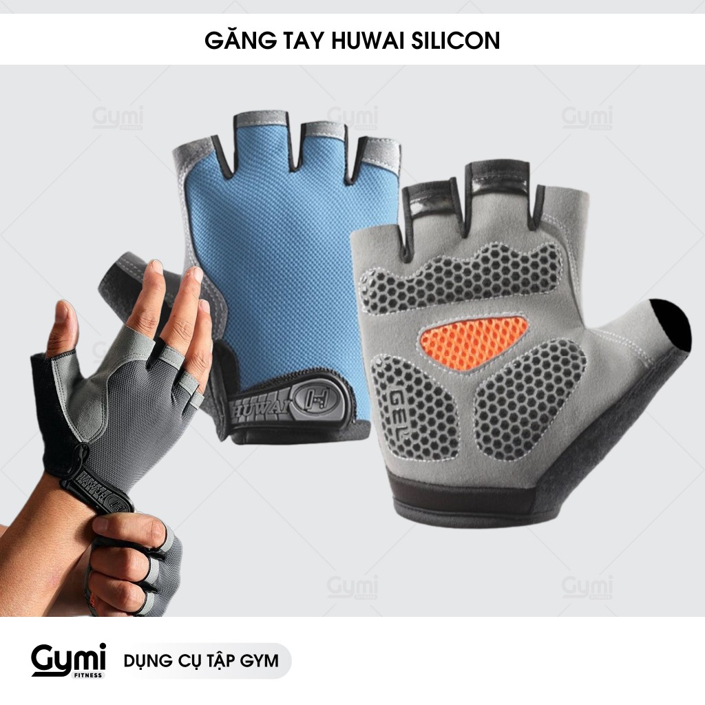 Găng Tay Huwai Silicon Nửa Ngón Chống Trượt Tập Gym, Thể Thao, Đi Xe Đạp Nam Nữ - GT-HuwaiSilicone