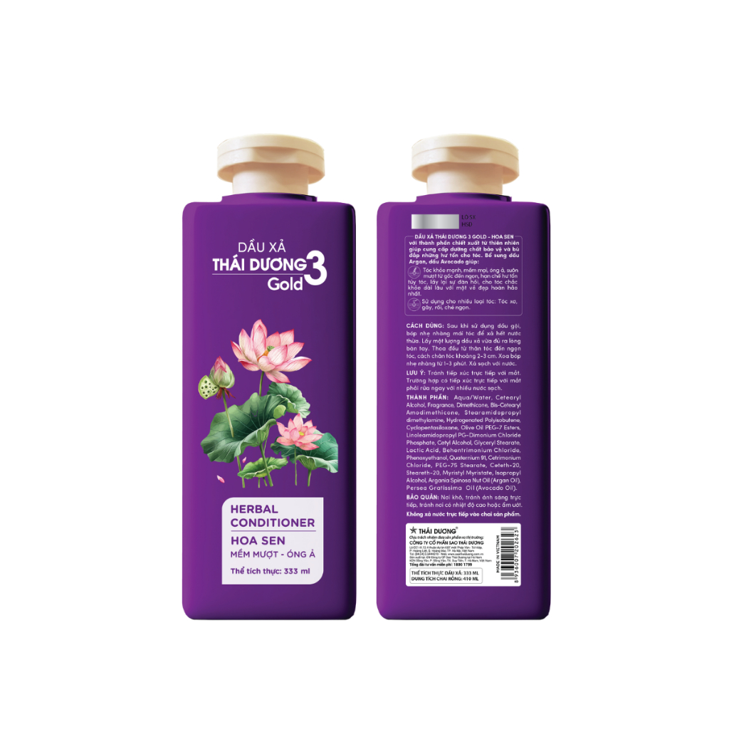 Ảnh Dầu gội Thái Dương 3 GOLD Hoa Sen 500ml / Dầu xả 333ml tặng Tube Thái Dương 7 Plus Gold 50g 3