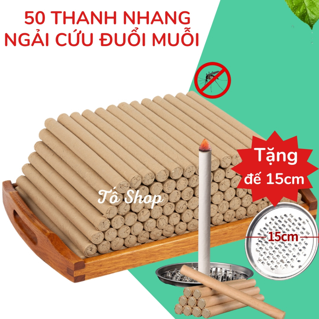 Combo 50 Thanh Nhang Ngải Cứu  Đuổi Muỗi Giúp Bạn Ngủ Ngon Hơn Mỗi Ngày Tặng 1 Chân Cắm 15cm