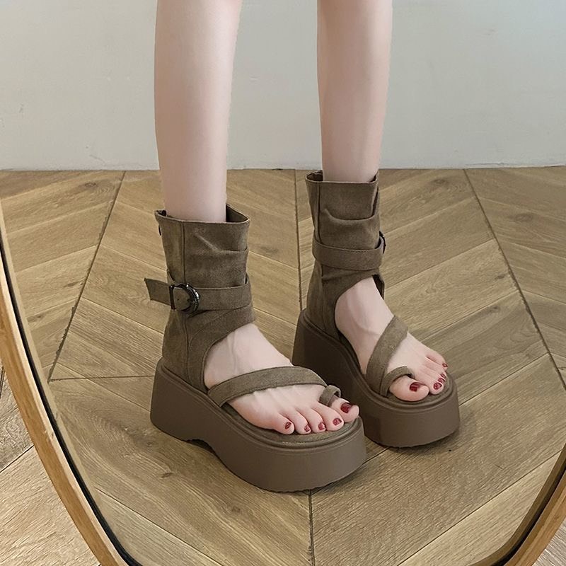 (Sẵn nâu 35, đen 36) Giày Sandal Xỏ Ngón Cao Cổ chiến binh cá tính Ulzzang 2024