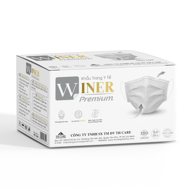 [Giá Sỉ] Combo 4 Hộp Khẩu trang y tế WINER 4 lớp lọc khuẩn. Mềm mịn, thun co giãn tốt.
