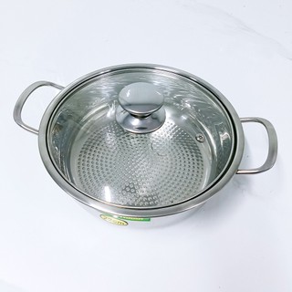 [sỉ] Nồi lẩu inox 304 Nắp kính đáy từ, size 22cm, 24cm,26cm,28cm  phù hợp ăn lẩu, xào thực phẩm