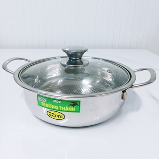 [sỉ] Nồi lẩu inox 304 Nắp kính đáy từ, size 22cm, 24cm,26cm,28cm  phù hợp ăn lẩu, xào thực phẩm