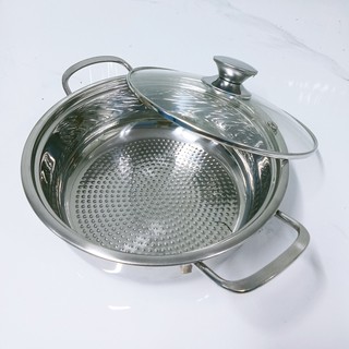 [sỉ] Nồi lẩu inox 304 Nắp kính đáy từ, size 22cm, 24cm,26cm,28cm  phù hợp ăn lẩu, xào thực phẩm