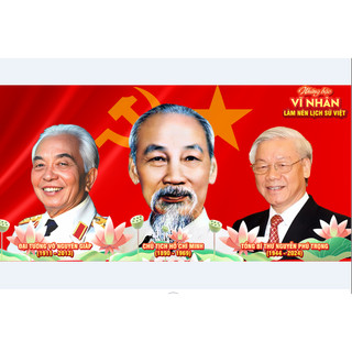 Tranh Tráng Gương 3 Bác treo tường để bàn tri ân, quà tặng doanh nghiệp, Bác Hồ, Bác Giáp, Bác Trọng