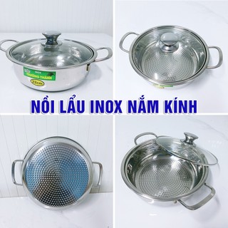 [sỉ] Nồi lẩu inox 304 Nắp kính đáy từ, size 22cm, 24cm,26cm,28cm  phù hợp ăn lẩu, xào thực phẩm