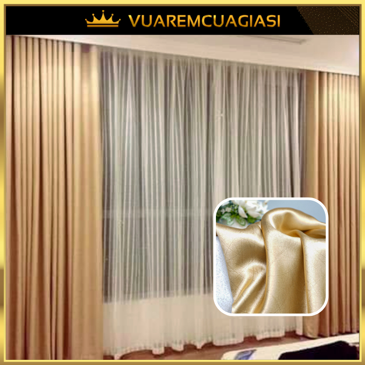 Rèm cửa vàng kem may rido, ore đục lỗ, dán tường dùng trang trí nhà cửa ...