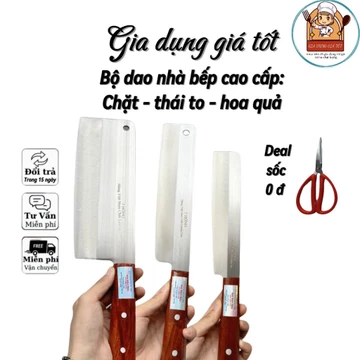 Bộ dao nhà bếp: Dao chặt lớn, Dao thái, Dao gọt hoa quả (Dao đa năng loại cao cấp)