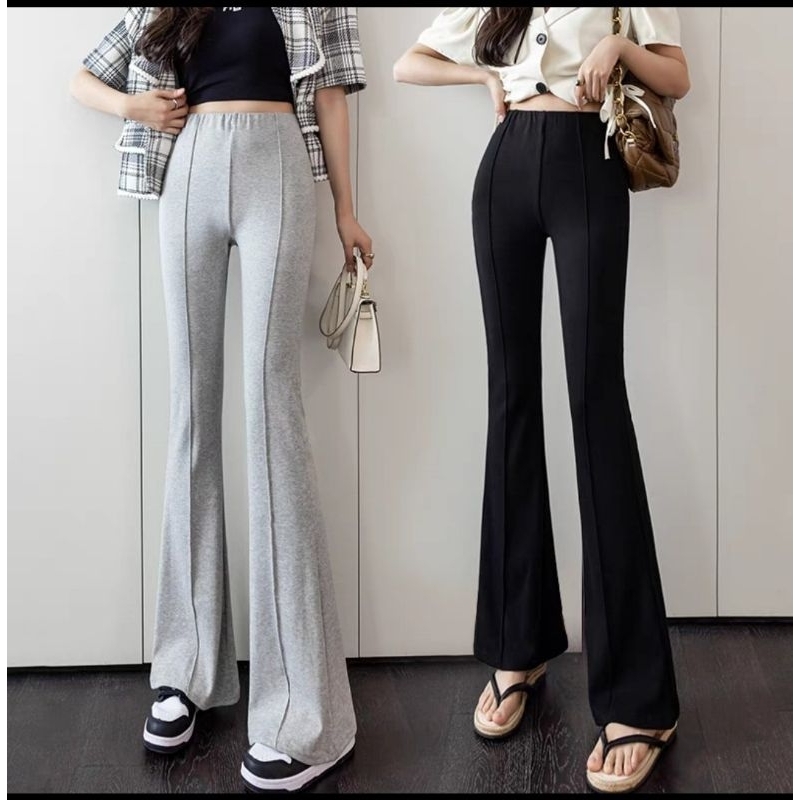 Quần ống loe len tăm dày, quần loe cạp cao chất liệu co giãn 4 chiều tôn dáng phong cách hàn quốc hách dáng chân dài