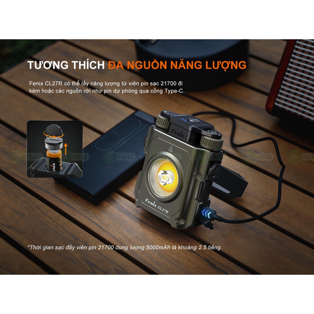 Đèn pin cắm trại FENIX CL27R (1600 lumens) - Màu Wild green