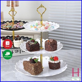 Khay nhựa 3 tầng đựng bánh mứt kẹo cao cấp,Đĩa nhựa 3 tầng tròn đựng bánh kẹo hoa quả siêu đẹp tiện lợi { H }