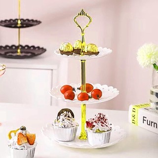 Khay nhựa 3 tầng đựng bánh mứt kẹo cao cấp,Đĩa nhựa 3 tầng tròn đựng bánh kẹo hoa quả siêu đẹp tiện lợi { H }
