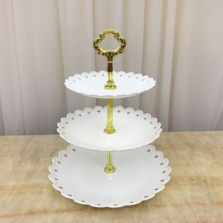 Khay nhựa 3 tầng đựng bánh mứt kẹo cao cấp,Đĩa nhựa 3 tầng tròn đựng bánh kẹo hoa quả siêu đẹp tiện lợi { H }
