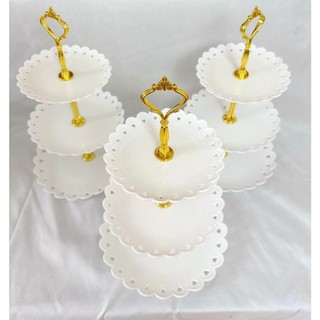 Khay nhựa 3 tầng đựng bánh mứt kẹo cao cấp,Đĩa nhựa 3 tầng tròn đựng bánh kẹo hoa quả siêu đẹp tiện lợi { H }