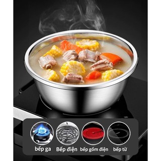 Thau inox đa năng Chubby Chef - Chậu inox cao cấp dày dặn có viền cầm tay đường kính 18-34cm rửa trái cây nồi cái bát