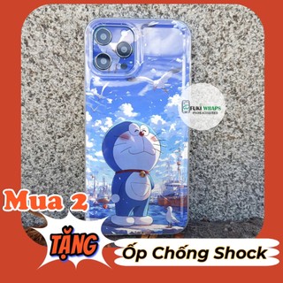 Combo Ốp lưng Dẻo Trong Suốt kèm Tấm dán Skin mặt lưng Doremon Dành cho 15 pro max , 14 pro max , 13 pro max
