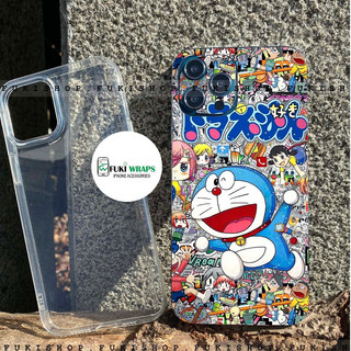 Combo Ốp lưng Dẻo Trong Suốt kèm Tấm dán Skin mặt lưng Doremon Dành cho 15 pro max , 14 pro max , 13 pro max