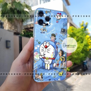 Combo Ốp lưng Dẻo Trong Suốt kèm Tấm dán Skin mặt lưng Doremon Dành cho 15 pro max , 14 pro max , 13 pro max