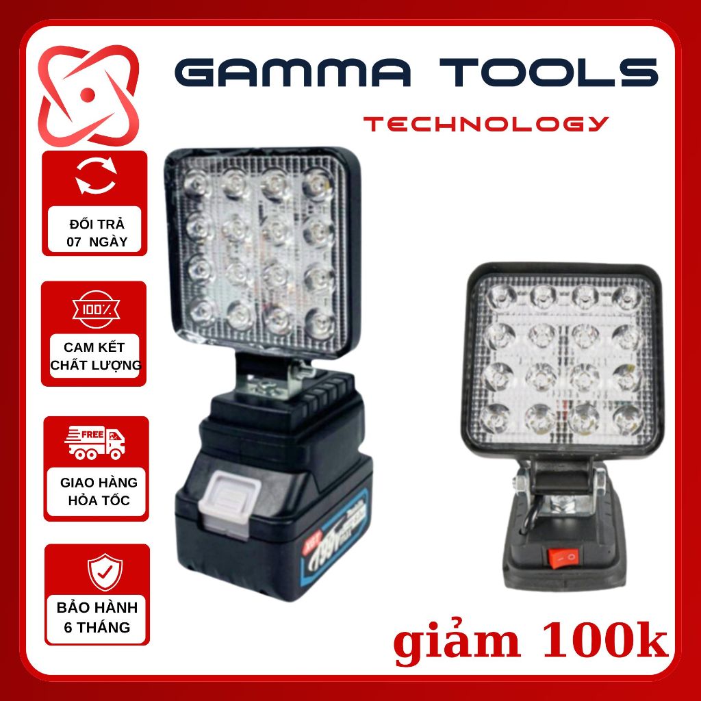 Đèn pin led có cổng USB, đèn pha led dùng chân pin phổ thông makita 4cm ...
