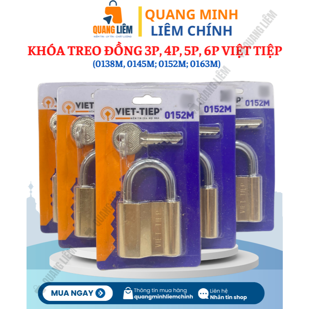 Khóa Treo Đồng 3P, 4P, 5P, 6P - Việt Tiệp (0138M, 0145M; 0152M; 0163M ...