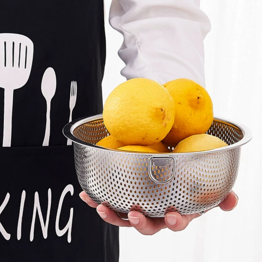 Rổ inox Có quai lỗ nhỏ 16.5cm-31.5cm Chubby Chef Rá inox đa năng có ...