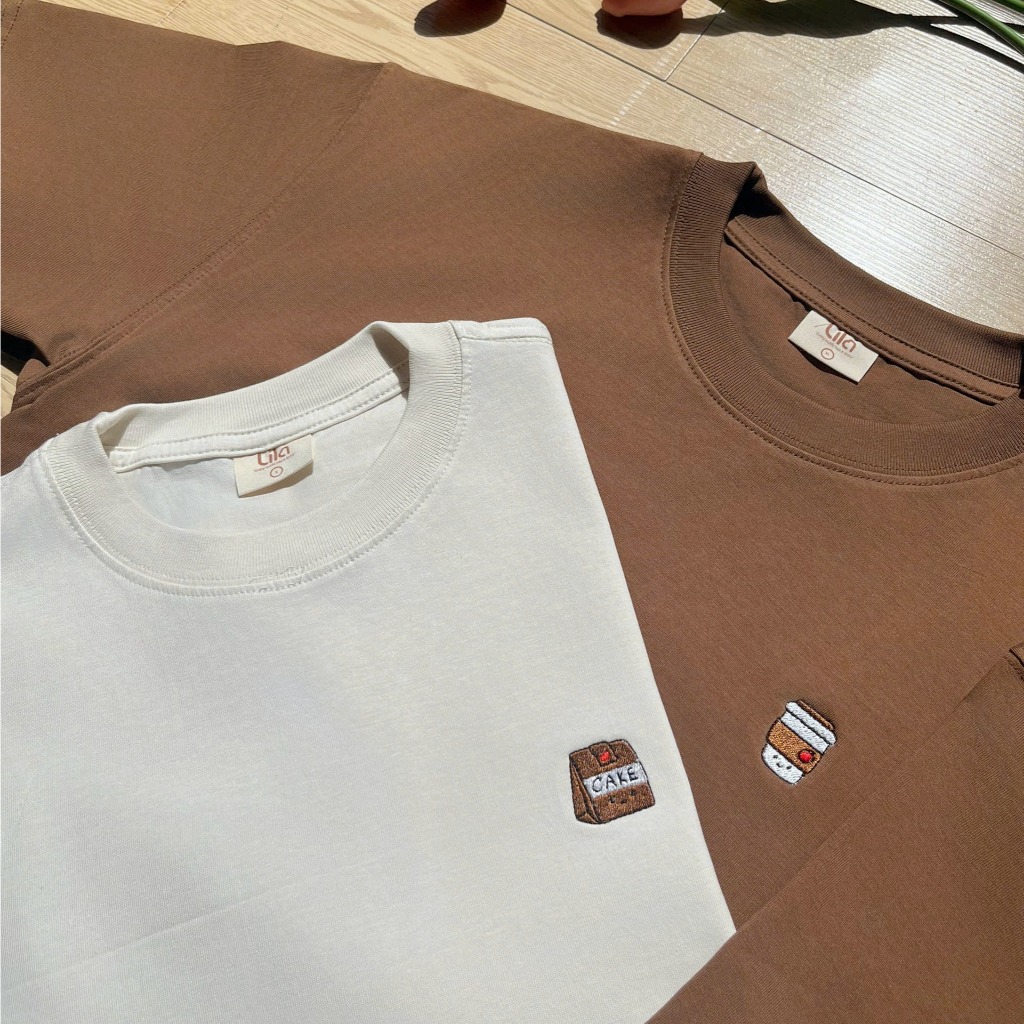Áo phông đôi Tee cake & coffee LILA áo thun couple cổ tròn vải Premium cotton quà tặng bạn trai bạn gái ý nghĩa