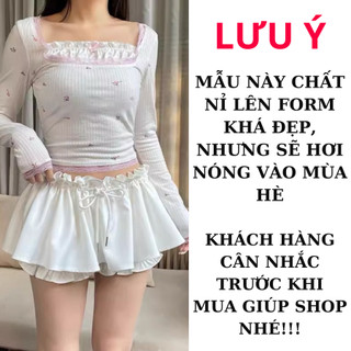 Chân váy tầng xoè vải nỉ phồng rút dây xinh xám đen trắng có quần trong VANISA CV0018