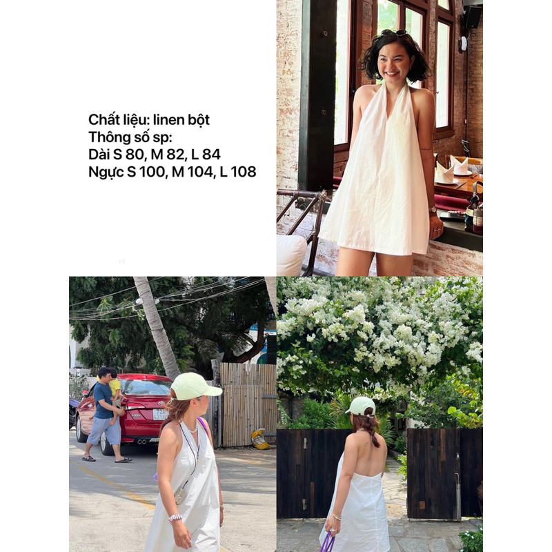 [Mya house] Đầm linen bột cổ yếm trắng NA DRESS