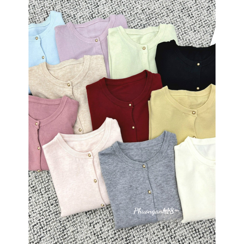Áo khoác cardigan cúc đồng trơn mịn dài tay hàng quảng châu 3519