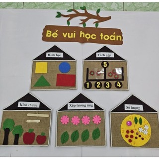 Bộ bé vui học toán hình ngôi nhà, trang trí góc mầm non