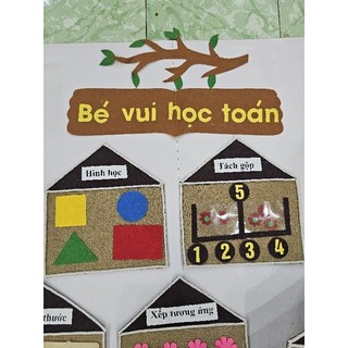 Bộ bé vui học toán hình ngôi nhà, trang trí góc mầm non