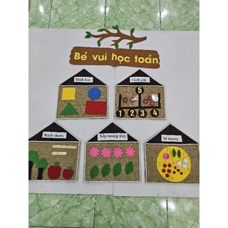 Bộ bé vui học toán hình ngôi nhà, trang trí góc mầm non