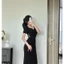 Đầm body umi cổ V tay bồng siêu sang chảnh A1171