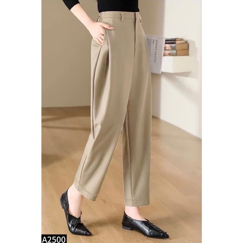 Quần baggy lưng cao chất cotton co giãn chuẩn form A2500