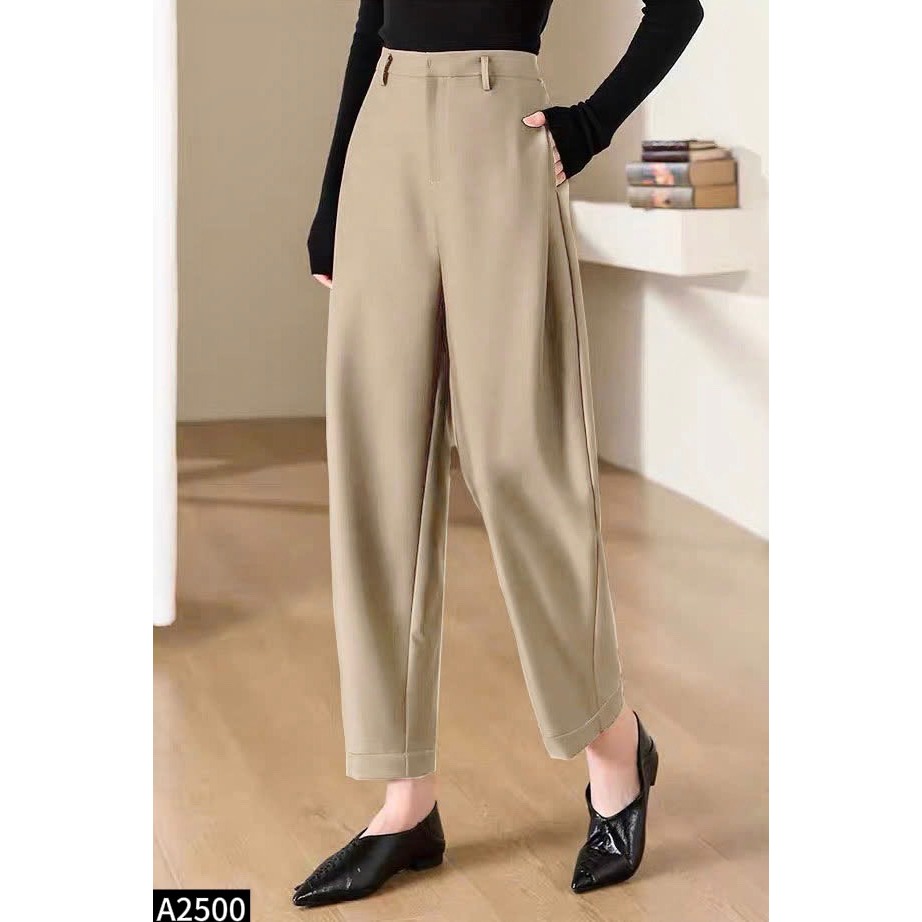 Quần baggy lưng cao chất cotton co giãn chuẩn form A2500