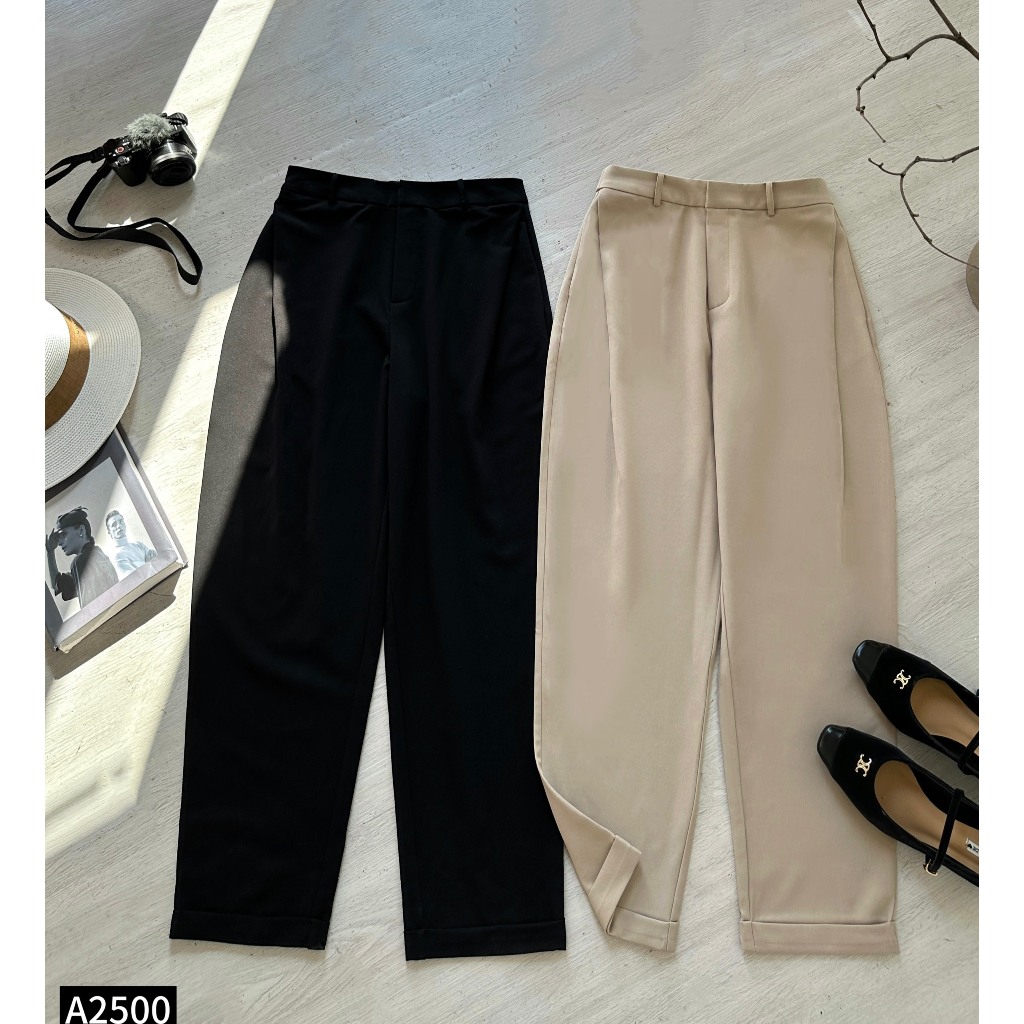 Quần baggy lưng cao chất cotton co giãn chuẩn form A2500
