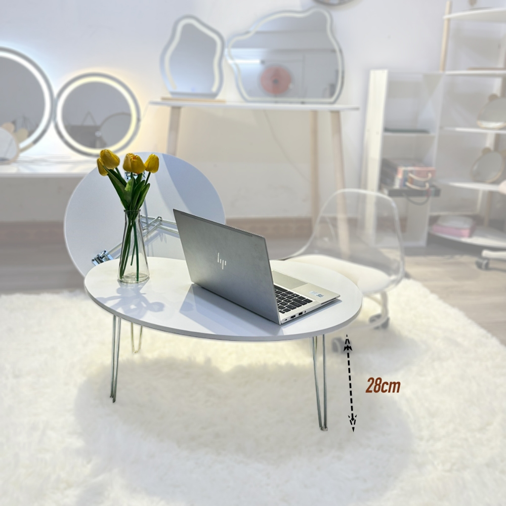 Bàn trà sofa bệt, bàn tròn cafe, bàn làm việc decor chân gỗ tự nhiên, lắp ráp 30s siêu đơn giản chắc chắn