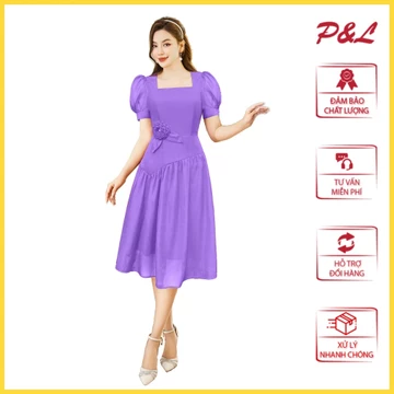 Váy Đầm Dự Tiệc Trung Niên Cho Mẹ Đi Tiệc Cưới Thiết Kế Cao Cấp Đầm Dự Tiệc Tơ Ánh Kim Cổ Vuông PL77