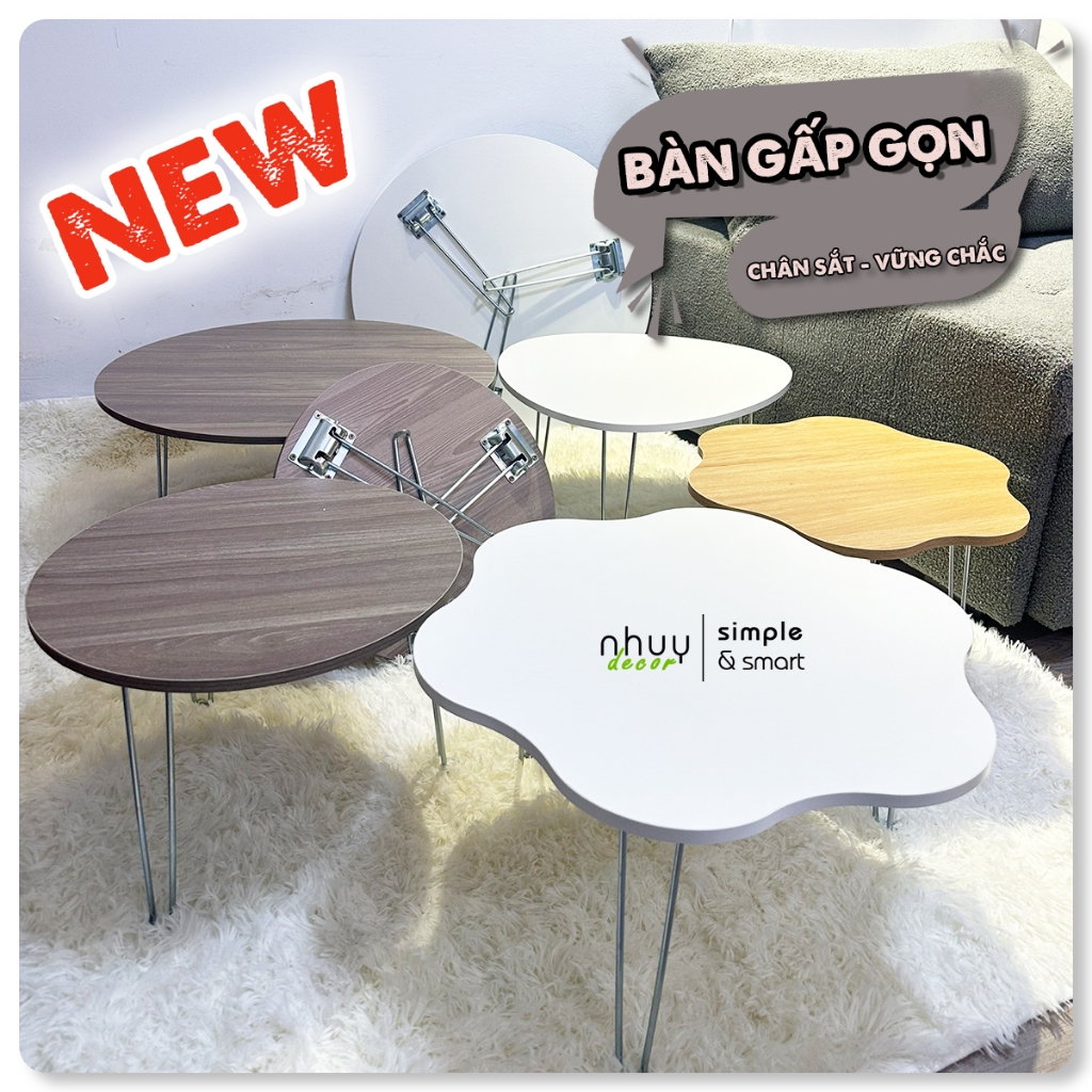 Bàn trà sofa hình Bông Hoa decor cực xinh ngồi bệt hoặc sofa, bàn trà 2 tầng hình bông hoa, bàn học Nhu Y Decor