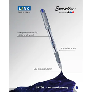 Hộp 10 cây gel LINC Executive SL-500 - Ngòi 0.55mm, viết siêu trơn.