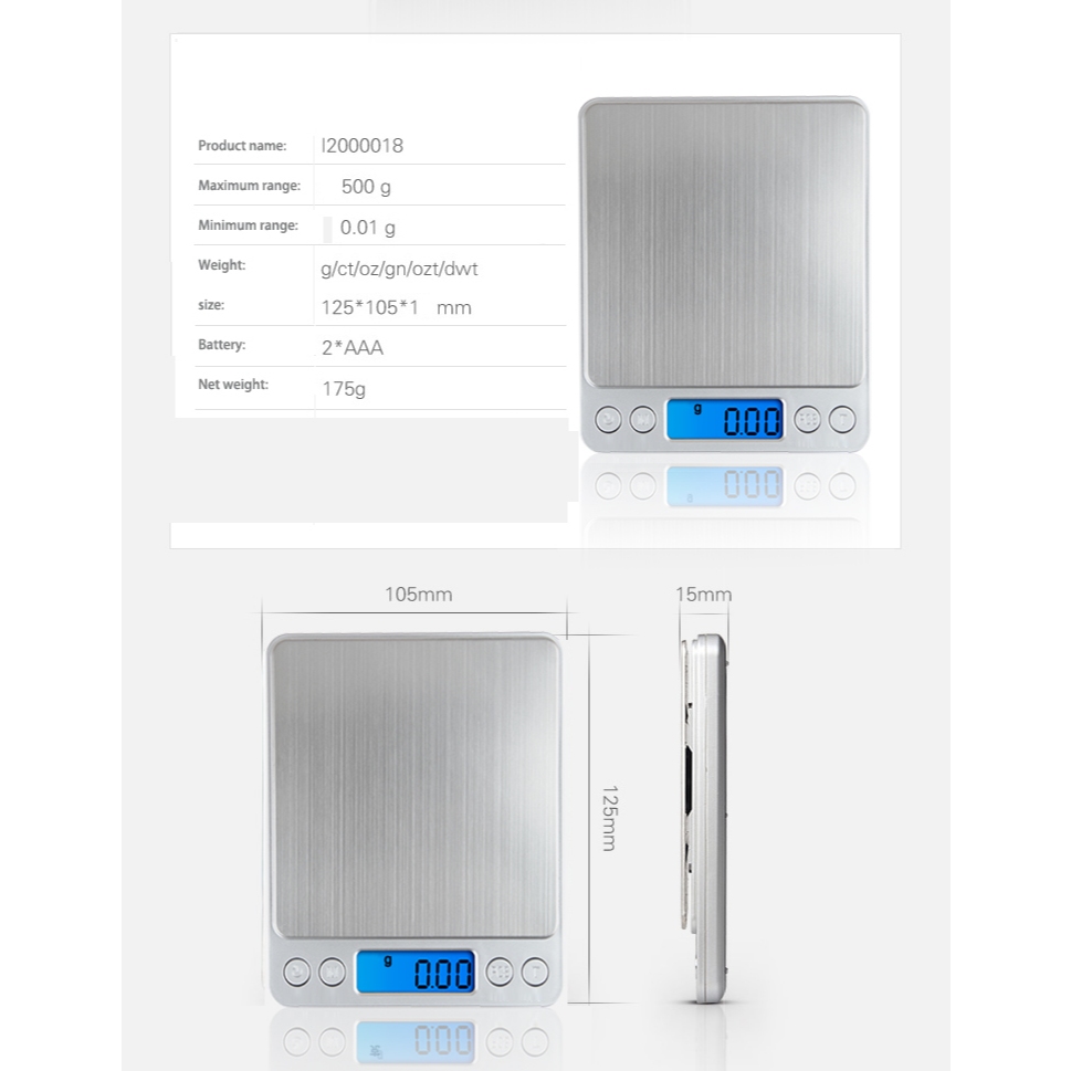 Cân tiểu ly điện tử 500g/0.01g Platfrom,chính xác tới 1% gram