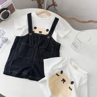 Set yếm đùi Kaki mềm kèm áo tăm lạnh cho bé trai, bé gái 4-12kg. Bộ yếm 2 dây cho bé. Dino Kids